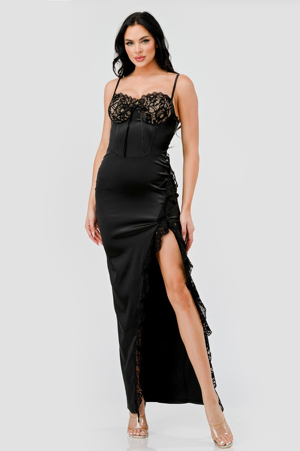 Pretty Lady Lace Maxi Dress (BLACK)