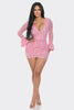 La Barbie Sequin Bell Sleeve Dress (PINK)