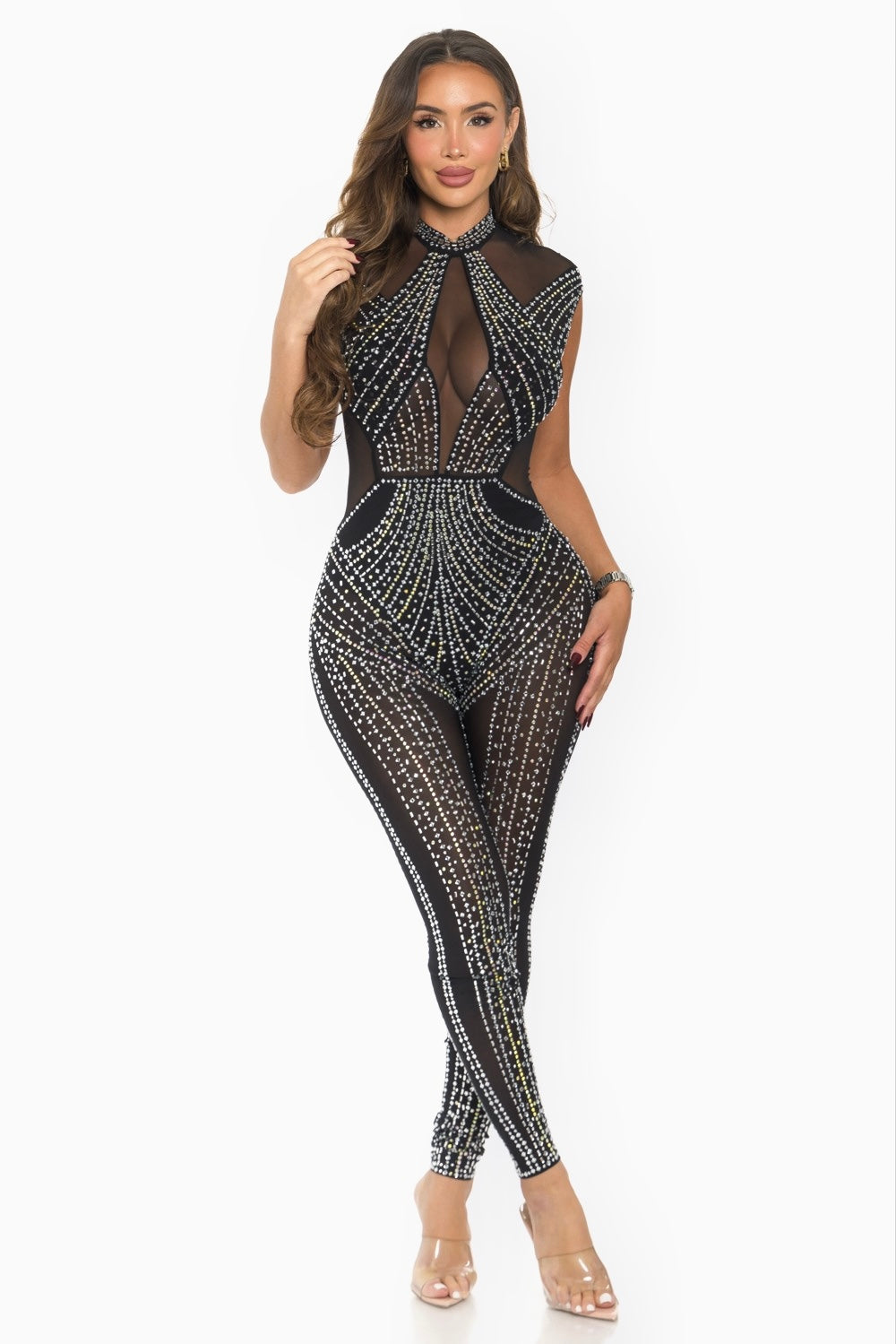 Diamonds All Over My Body Jumpsuit (BLACK)