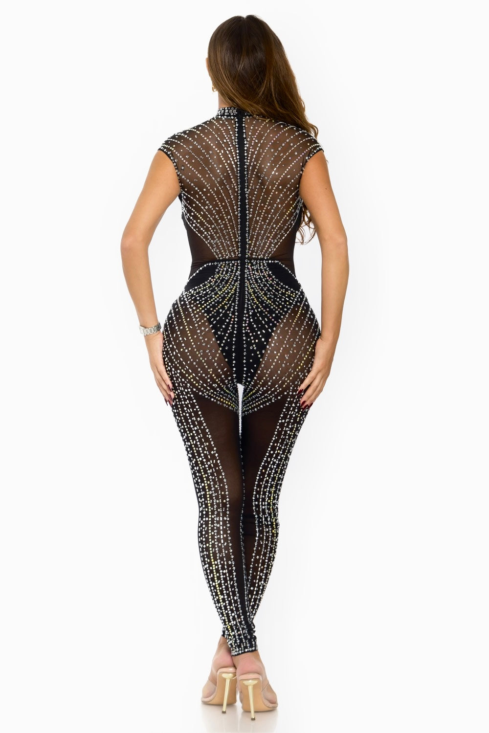 Diamonds All Over My Body Jumpsuit (BLACK)