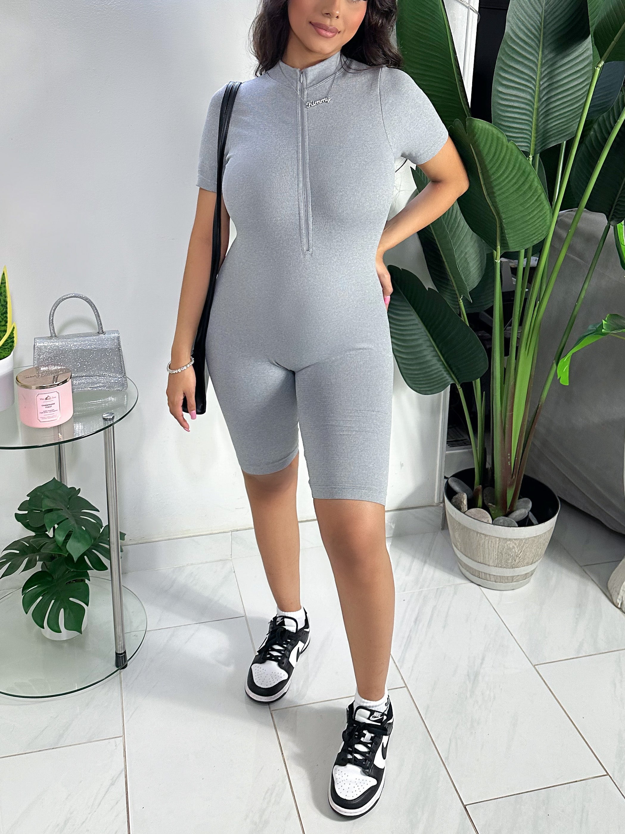 Jordyn Smooth Snatched Romper (HEATHER GRAY)