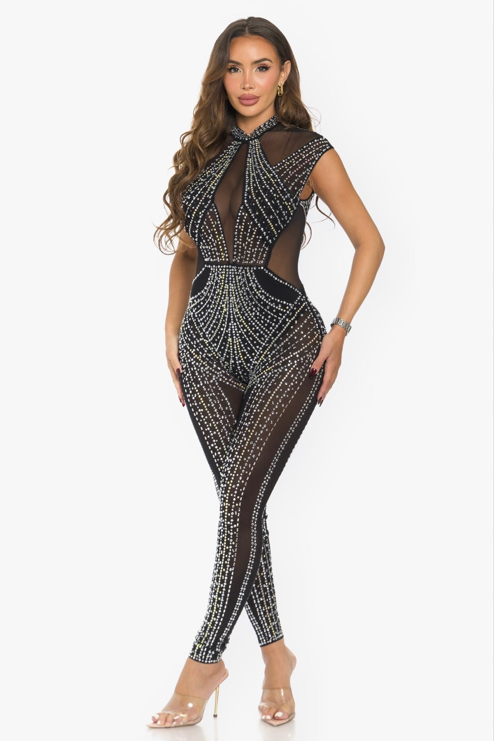 Diamonds All Over My Body Jumpsuit (BLACK)