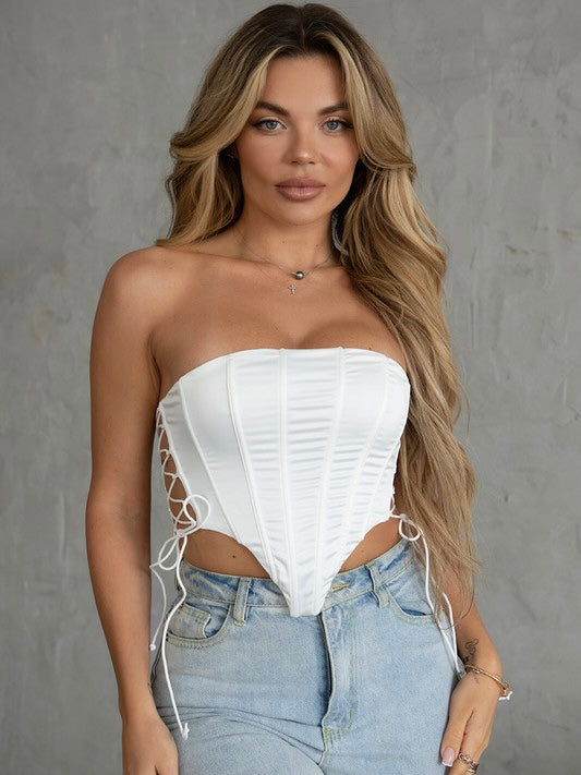 Rosalia Satin Corset Top (WHITE)