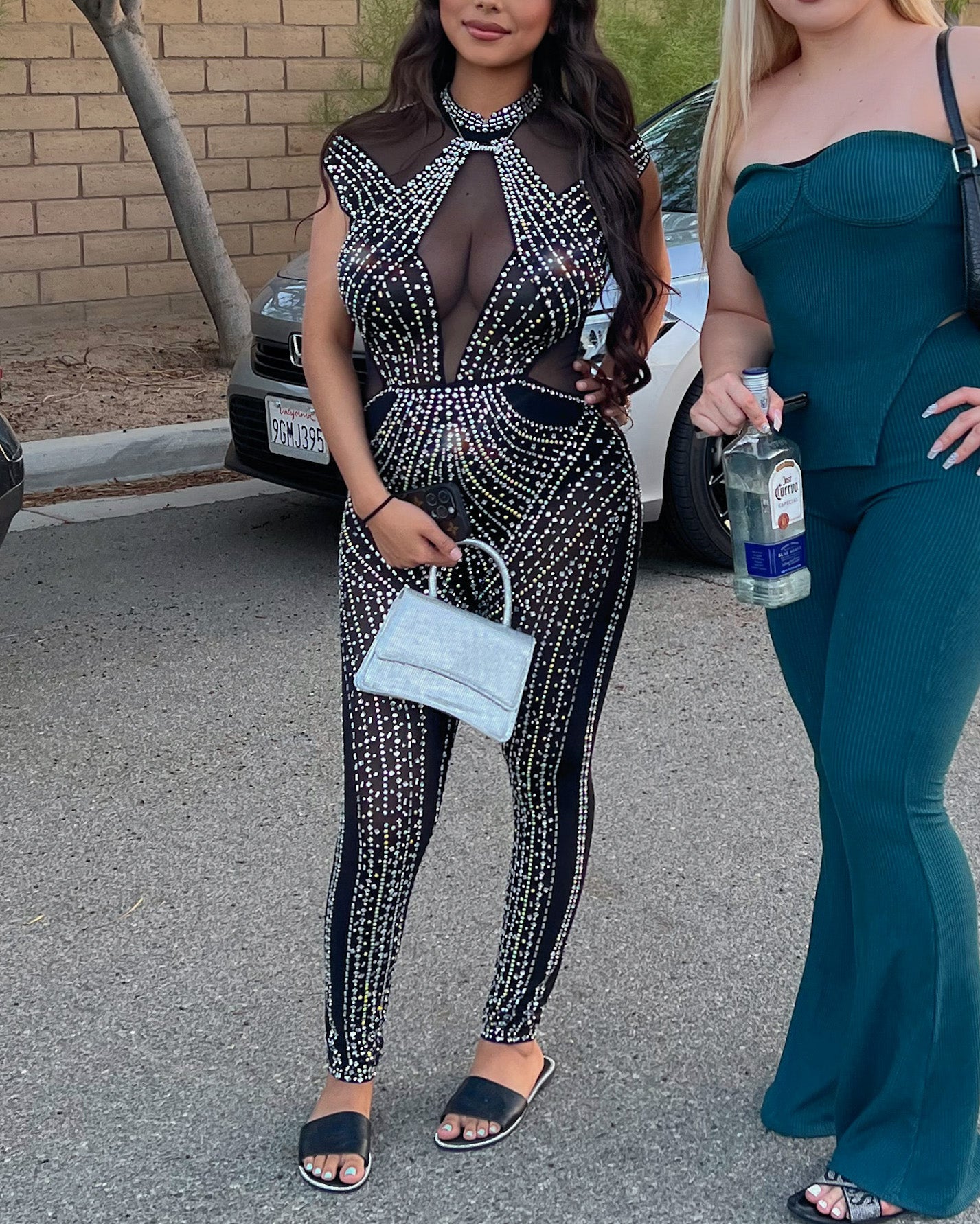 Diamonds All Over My Body Jumpsuit (BLACK)