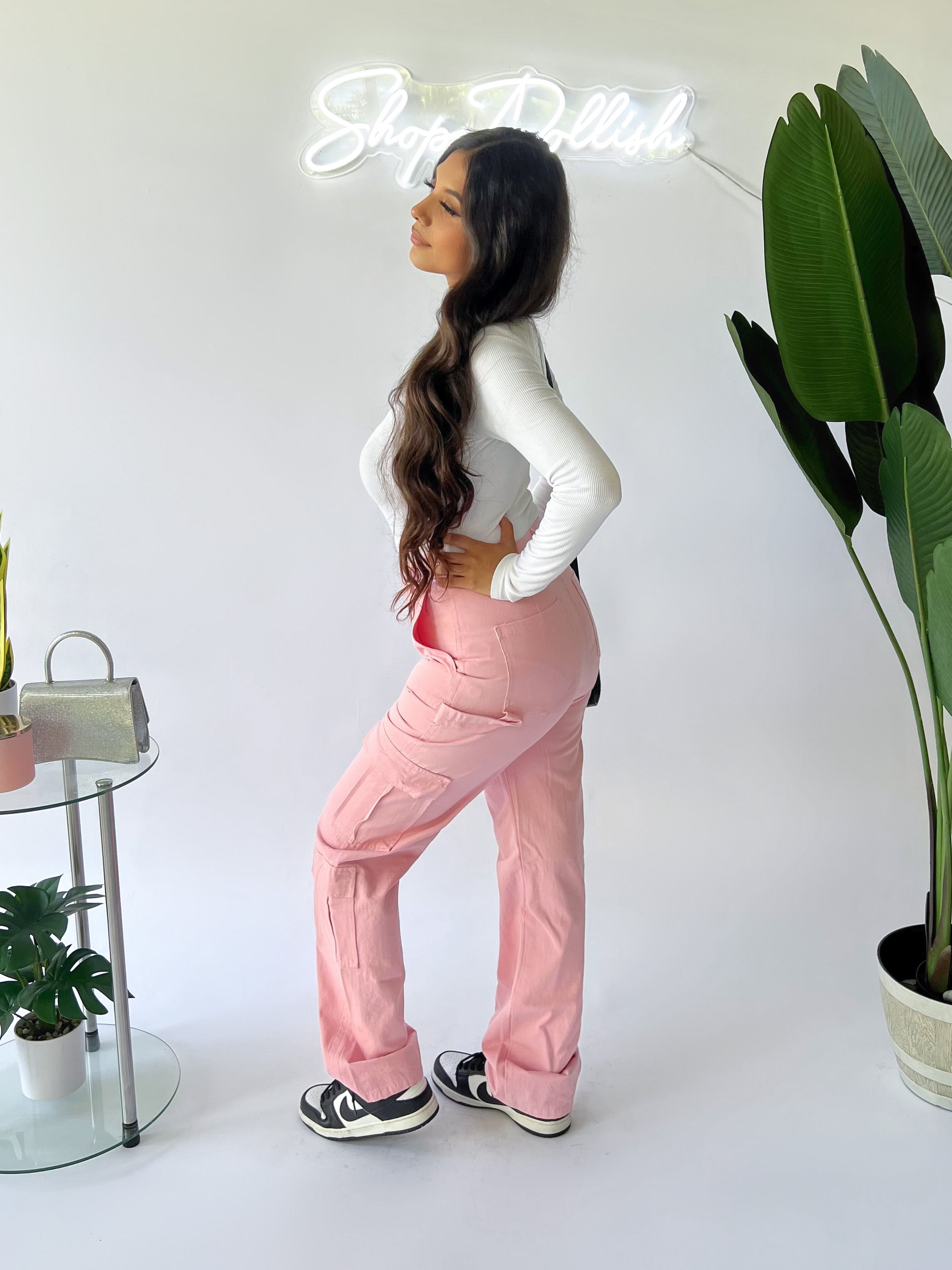 Kylie High Rise Cargo Pants (LIGHT PINK) – Shop Dollish