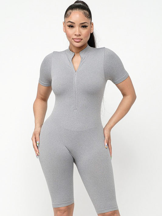 Jordyn Smooth Snatched Romper (HEATHER GRAY)