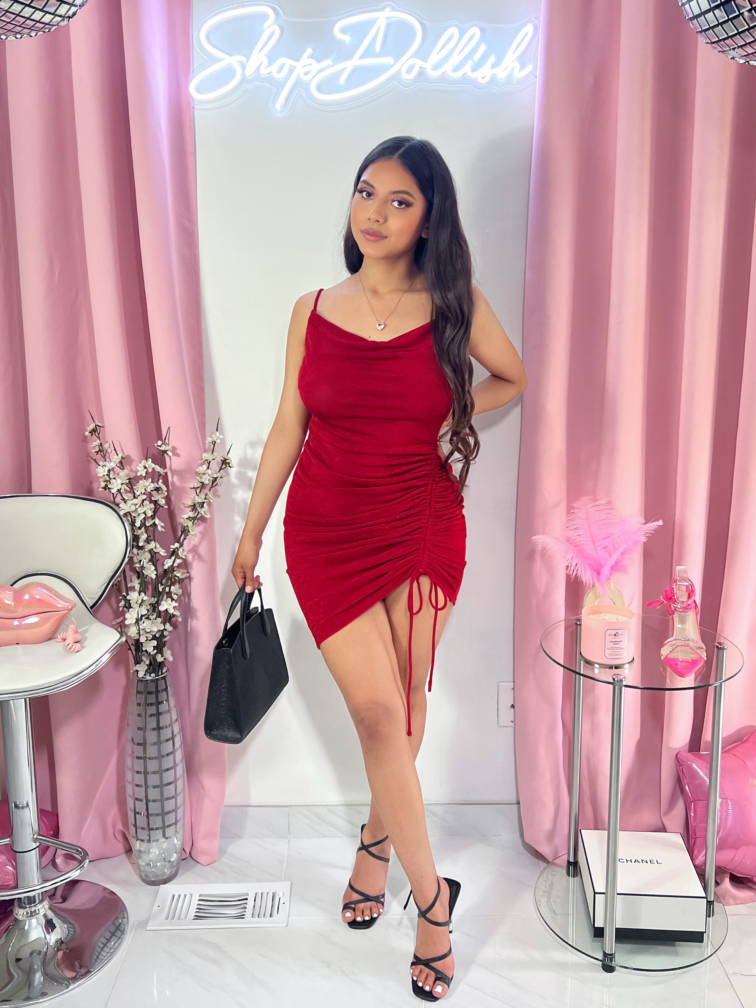 Be My Valentine Velour Dress (RED)