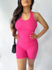 Call Me Up Ribbed Romper (HOT PINK)