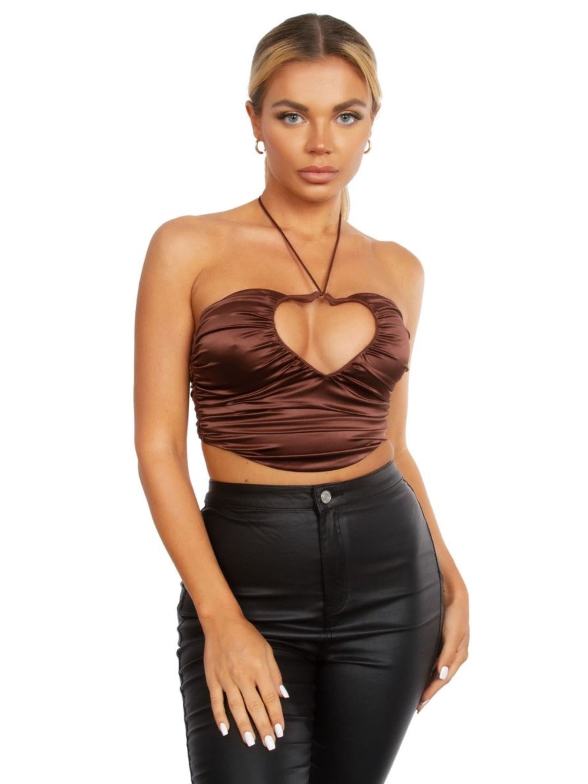 Corazón Satin Top (BROWN)