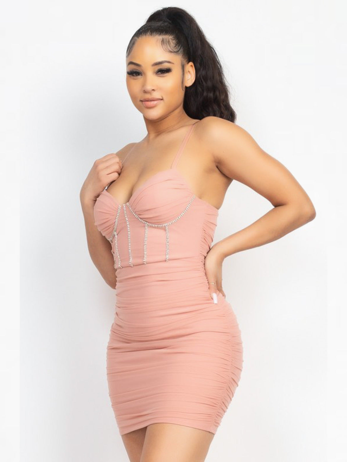 Birthday Babe Rhinestone Dress (LIGHT PINK)