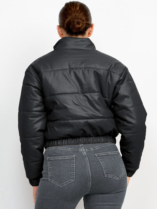 Bombshell Babe Cropped Puffer Jacket (BLACK)