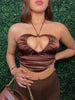 Corazón Satin Top (BROWN)