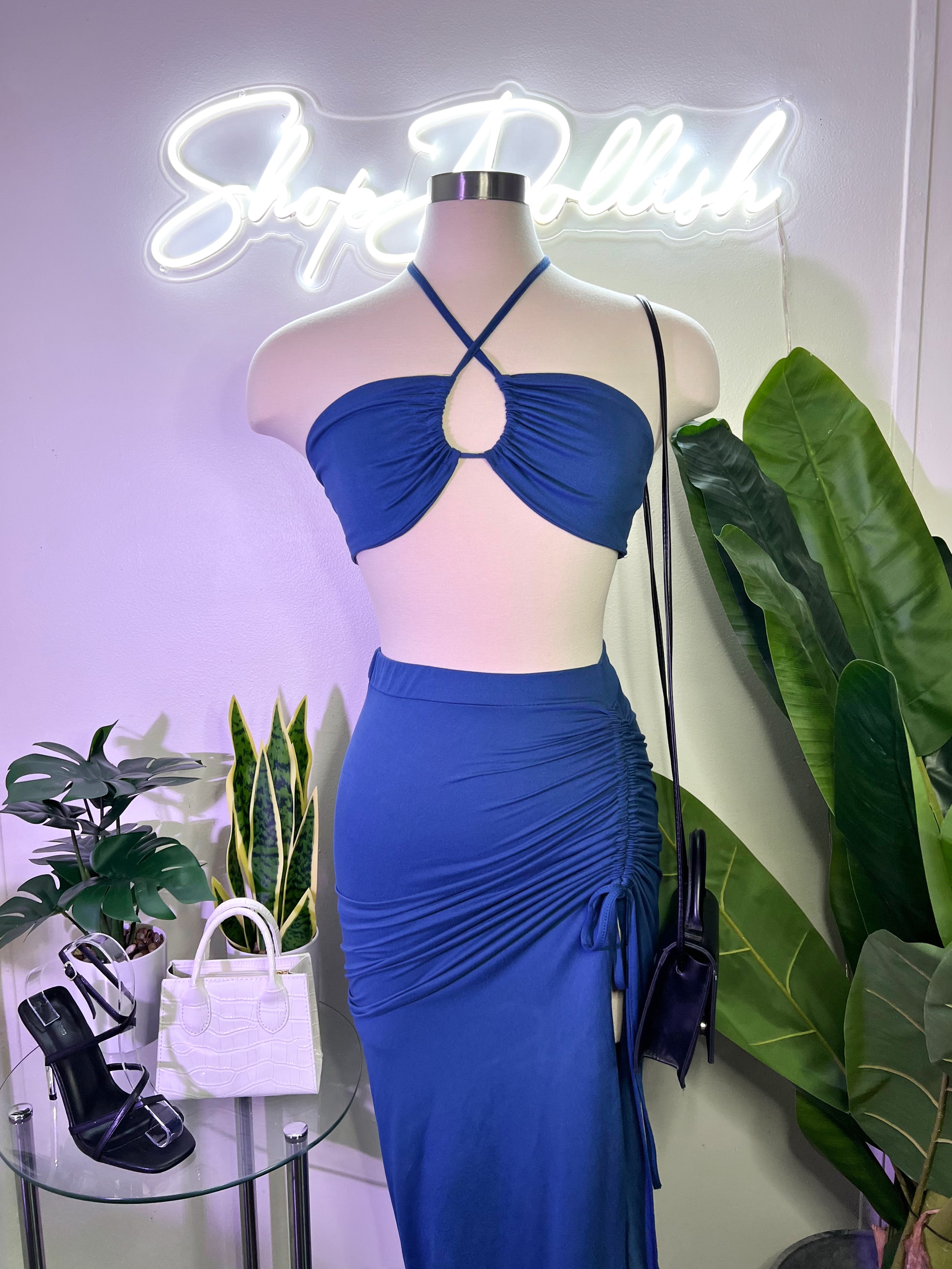 Marissa Halter Skirt Set (AZUL)